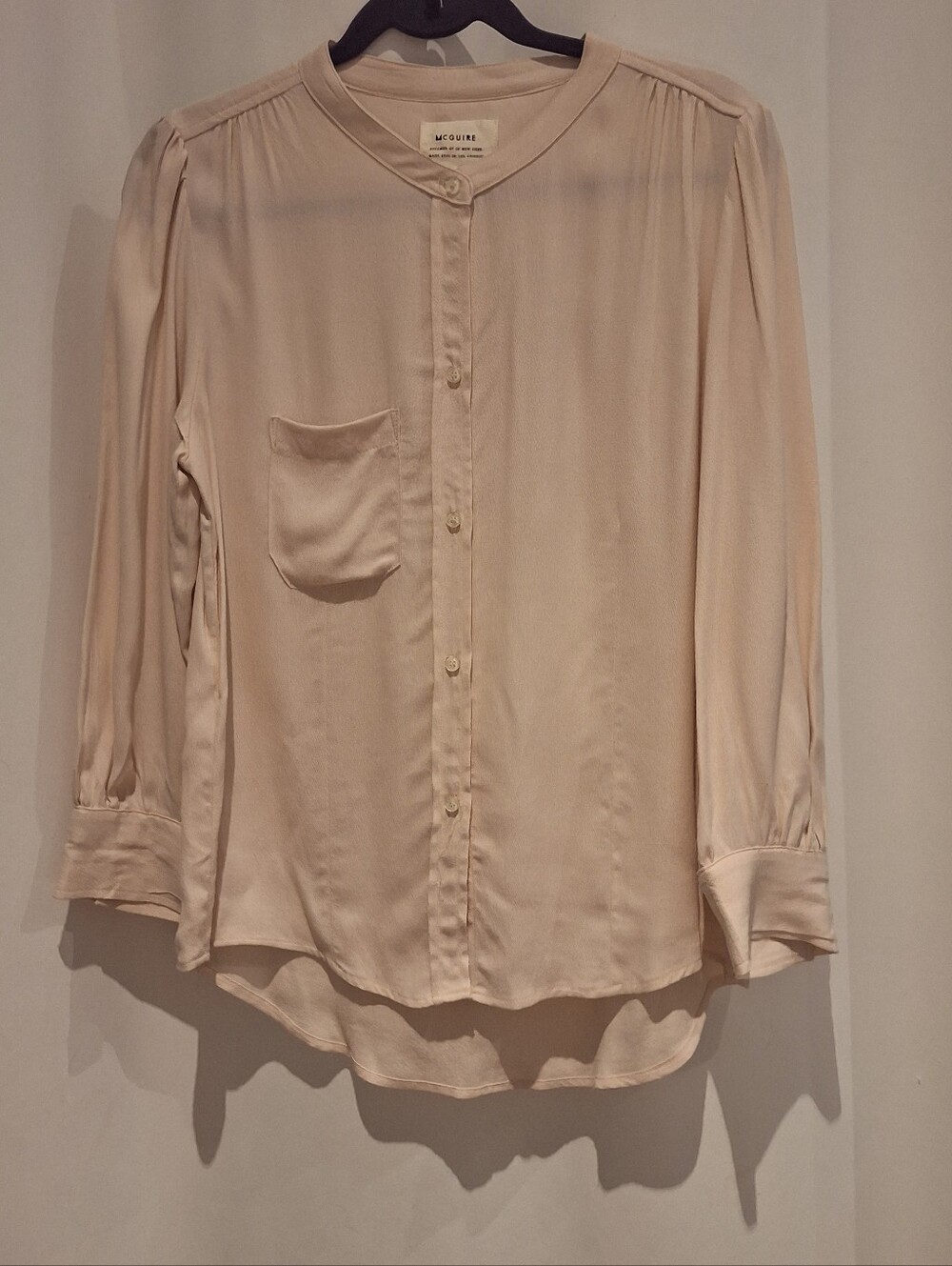 McGuire Denim Women's Cream Circle Collar Button-Front Silk Shirt
